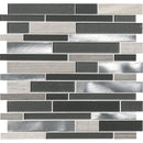 Urban loft interlocking 12X12 glass stone and metal mesh mounted mosaic tile SMOT-SGLSMTIL-URBLOF4MM product shot multiple tiles close up view