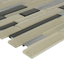 Urbanka interlocking 12X12 glass metal mesh mounted mosaic tile SMOT-GLSMTIL-URBNKA6MM product shot profile view