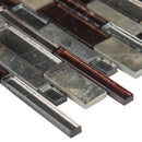 Urbano blend interlocking 12X12 glass stone mesh mounted mosaic tile SMOT-SGLSIL-URB8MM product shot profile view