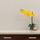 Urbano crema 3d mix glazed ceramic white textured subway tile 4x12 glossy NURBCREMIX4X12 room shot table view 3