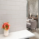 Urbano dusk 3d mix ceramic gray textured subway tile 4x12 glossy  NURBDUSMIX4X12 room shot table view 3