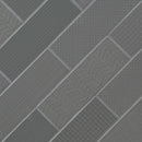 Urbano graphite 3d mix ceramic gray textured subway tile 4x12 glossy NURBGRAMIX4X12 product shot angle view