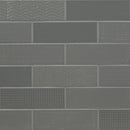 Urbano graphite 3d mix ceramic gray textured subway tile 4x12 glossy NURBGRAMIX4X12 product shot wall view