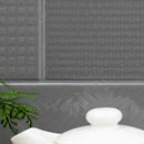 Urbano graphite 3d mix ceramic gray textured subway tile 4x12 glossy NURBGRAMIX4X12 room shot table view 6