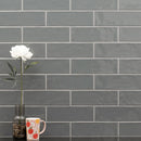 Urbano graphite ceramic gray subway tile 4x12 glossy NURBGRA4X12 product shot table view