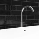 Urbano ink 3d mix ceramic black textured subway tile 4x12 glossy NURBINKMIX4X12 room shot sink view