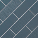 Urbano navy 3d mix ceramic white textured subway tile 12x4 glossy  msi collection NURBNAVMIX4X12 product shot angle view