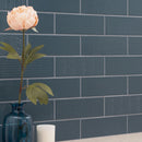 Urbano navy 3d mix ceramic white textured subway tile 12x4 glossy  msi collection NURBNAVMIX4X12 product shot table view 2