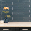 Urbano navy 3d mix ceramic white textured subway tile 12x4 glossy  msi collection NURBNAVMIX4X12 product shot table view 3