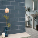Urbano navy 3d mix ceramic white textured subway tile 12x4 glossy  msi collection NURBNAVMIX4X12 product shot table view 4