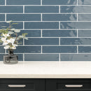 Urbano navy ceramic white subway tile 4x12 glossy  msi collection NURBNAV4X12 product shot table view 3