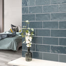 Urbano navy ceramic white subway tile 4x12 glossy  msi collection NURBNAV4X12 product shot table view 4