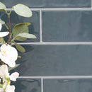 Urbano navy ceramic white subway tile 4x12 glossy  msi collection NURBNAV4X12 product shot table view 5
