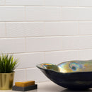 Urbano pure 3d mix ceramic white textured subway tile 4_x12_ glossy  NURBPURMIX4X12 product shot table view 2