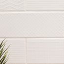 Urbano pure 3d mix ceramic white textured subway tile 4_x12_ glossy  NURBPURMIX4X12 product shot table view 5