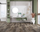 SPC Vinyl Rigid Core 7" Width 60" RL, 8mm Thick, 2mm IXPE Loft Umber, Bellator - Mazzia Collection bath view