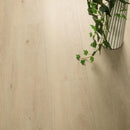 Light wood flooring with a plant in the corner