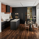 Rigid Core Luxury Vinyl Plank Flooring 7"x 48" Cyrus Barrell -MSI EVERLIFE Collection room shot kitchen room view