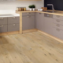 Light-toned engineered hardwood floor with realistic texture suited for everyday home use