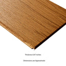 Wooden flooring panel with thickness measurement label on a white background