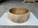 Valencia Travertine Vessel Bathroom Sink 16 Inch Round Honed Sand Blasted