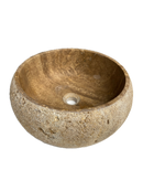 Valencia Travertine Vessel Bathroom Sink Honed Inside and Sand-Blasted Outside (D)16" (H)6"