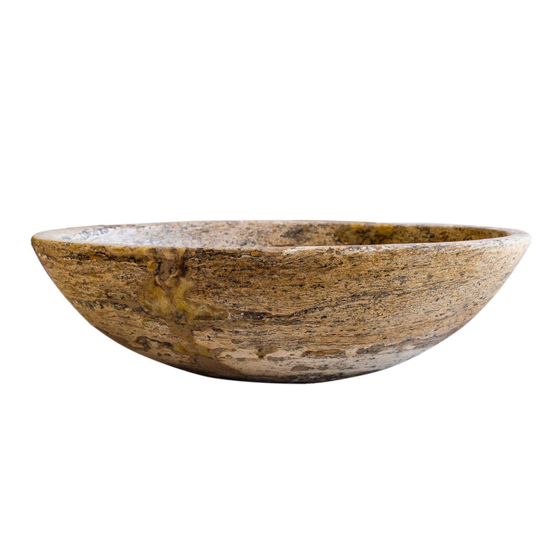 Valencia Travertine Natural Stone Above Vanity Oval Vessel Sink (W)16" (L)21" (H)6" side view