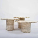 Valencia Travertine Vein-cut Coffee Table Polished Round Set of 3