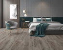 SPC Vinyl Rigid Core 7" Width 60" RL, 6mm Thick, 1.5mm IXPE Venetian Iron, Peninsula - Mazzia Collection bed view 3