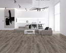 SPC Vinyl Rigid Core 7" Width 60" RL, 6mm Thick, 1.5mm IXPE Venetian Iron, Peninsula - Mazzia Collection living room view 