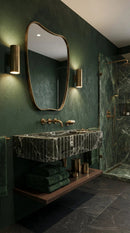 Verde Antico Green Marble Rectangular Wall Mount Fluted Bathroom Sink