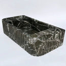 Verde Antico Green Marble Rectangular Wall Mount Fluted Bathroom Sink