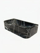 Custom Black Natural Marble Bathroom Wall Mount Sink Rectangular Vessel