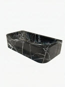 Custom Black Natural Marble Bathroom Wall Mount Sink Rectangular Vessel