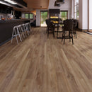 SPC Vinyl Rigid Core 7" Width 60" RL, 7mm Thick, 1.5mm IXPE Elected Bronze, Victorum - Mazzia Collection dinning view