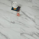 Vinyl planks spc rigid core lvt carrara silver 5.2mm thickness 20mil super protect wearlayer preattached premium pad 1520311-VH product shot top view 2