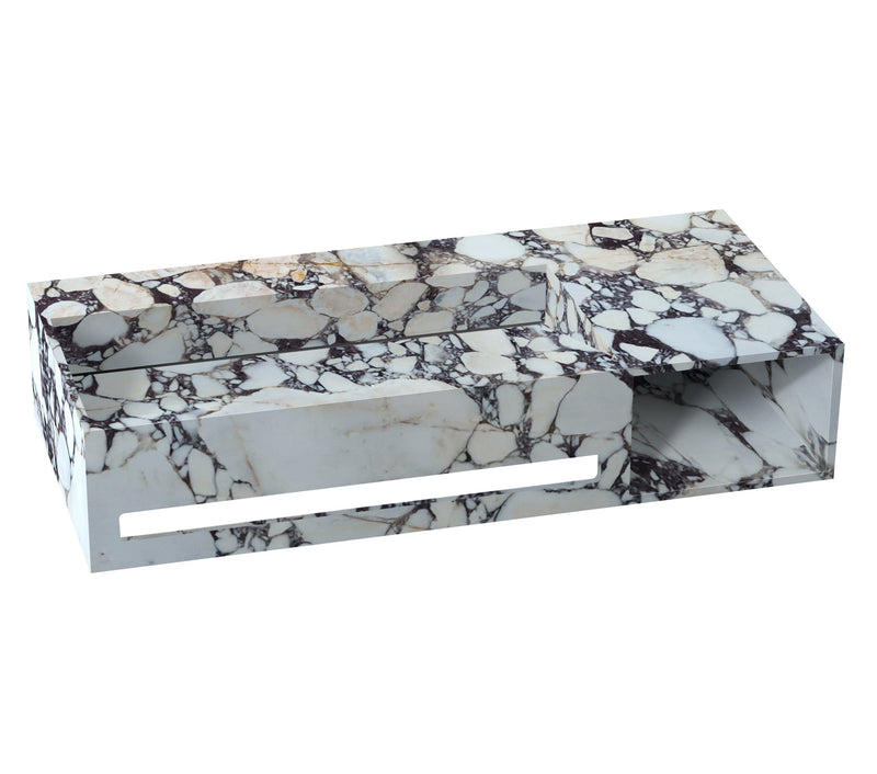 Calacatta Viola Marble Wall-mount Bathroom Sink Hidden Drain with Towel Holder and Shelf (W)18" (L)60" (H)8" product shot