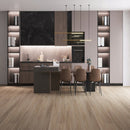 WPC Vinyl Rigid Core 7" Width 60" RL 9.5mm Thick, 1.5mm IXPE Vogue Tan Domaine Floors - Mazzia Collection room view