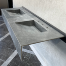 HANDCRAFTED ARMANI GREY HIGH ENGINEERED PORCELAIN DOUBLE SINK (ES-096)