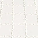 Whisper white arabesque 10.83X15.5 glazed ceramic mesh mounted mosaic wall tile SMOT-PT-WW-ARABESQ product shot multiple tiles angle view