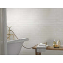 Whisper white beveled 12X12 ceramic mesh mounted mosaic wall tile SMOT-PT-WW-2X6B product shot bath view
