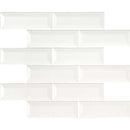 Whisper white beveled 12X12 ceramic mesh mounted mosaic wall tile SMOT-PT-WW-2X6B product shot multiple tiles close up view