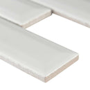 Whisper white beveled 12X12 ceramic mesh mounted mosaic wall tile SMOT-PT-WW-2X6B product shot profile view