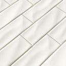 Whisper white handcrafted 4X12 matte ceramic wall tile SMOT-PT-WW412 product shot angle view