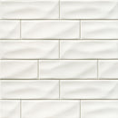 Whisper white handcrafted 4X12 matte ceramic wall tile SMOT-PT-WW412 product shot multiple tiles wall view