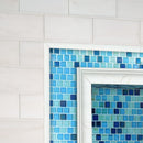 Whisper white quarter round molding 0.625X6 glossy ceramic floor and wall tile SMOT-PT-QTRRD-WW5/8X6 product shot bathroom closeup wall view