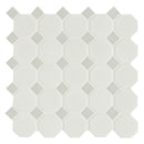 White and gray octagon 11.61x11.61 matte porcelain SMOT-PT-RETBIAGRA-2OCTM mosaic tile  msi collection product shot profile view