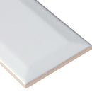 White glossy beveled 3x6 glazed ceramic wall tile msi collection NWHIGLO3X6BEV product shot one tile profile view