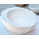 White Fossil Limestone Circular Vessel Sink Handcrafted For Bathroom