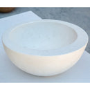 White Limestone Natural Stone Sloped Rim Above Vanity Bathroom Sink angle view